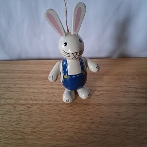 Blue and White Bunny Christmas Ornament
